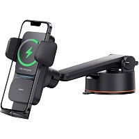 Автодержатель с беспроводной зарядкой Baseus Wisdom Auto Alignment Car Mount 15W Black (CGZX000101)