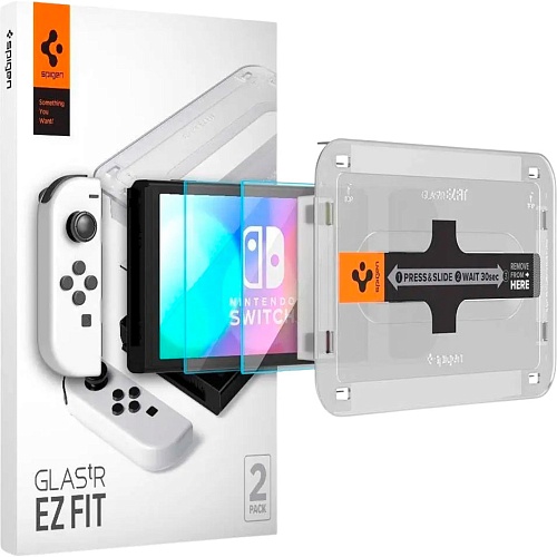 Защитное стекло Spigen GLAS.tR Fit для Nintendo Switch OLED 2-pack Transparent (AGL03829)