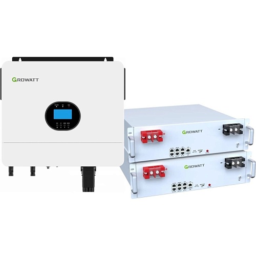 Система хранения энергии Growatt SPF 6000 ES Plus 48V 6kW + 2 АКБ Hope 5.0L-B1 10.2kWh (51.2V/100Ah/5120Wh) (SV-1GR6K1-LGR10K1-1)