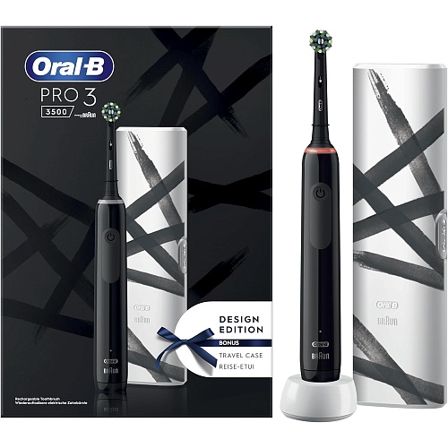 Електричні зубні щітка Oral-B D505 PRO 3 3500 Cross Action Design Edition + Travel Case Black - придбати в Дніпрі, Україні: ціна, характеристики | інтернет-магазин TOUCH