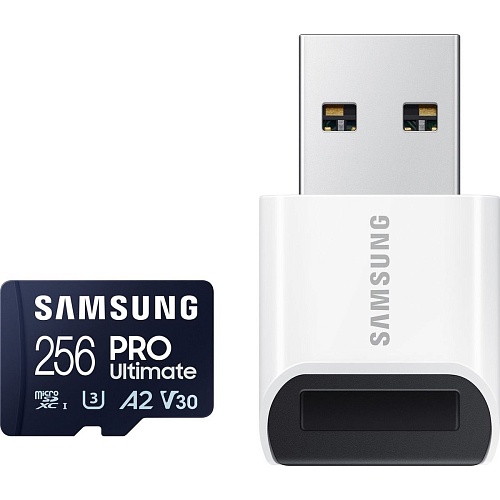 Карта памяти Samsung microSDXC PRO Ultimate 256GB Class 10 UHS-I U3 V30 A2 + USB Reader (MB-MY256SB/WW)
