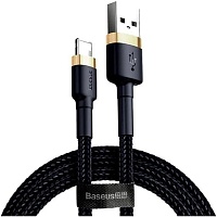 Кабель Baseus Cafule Lightning to USB-А 3m Gold/Black (CALKLF-RV1) - придбати в Дніпрі, Україні: ціна, характеристики | інтернет-магазин TOUCH