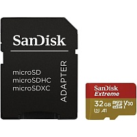 Карта памяти SanDisk microSDHC 32GB UHS-I U3 Extreme A1 V30 + SD Adapter (SDSQXAF-032G-GN6MA)