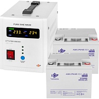 Источник бесперебойного питания (ИБП) LogicPower LPY-PSW-800VA + АКБ LPM-MG 12V - 2 х 45Ah (23188)