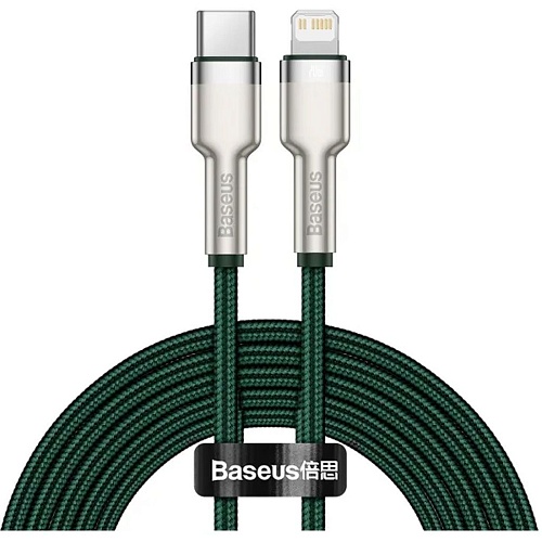 Кабель Baseus Cafule Metal USB-C to Lightning PD 20W 2m Green (CATLJK-B06)