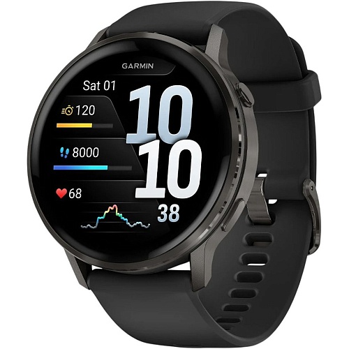 Смарт-часы Garmin Venu 4 45mm Slate with Black Silicone Band (010-03014-00)