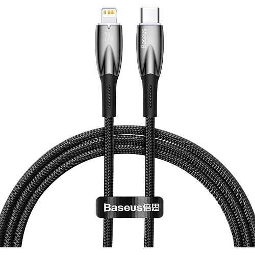 Кабель Baseus Glimmer Series Fast Charging USB-C to Lightning 20w 1m Black (CADH000001)