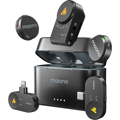 Микрофонная радиосистема Maono Wave T5 Combo 2TX + RX + RX/Lightning + RX/USB-C Black (WM650A)