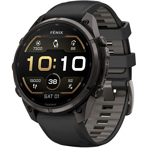 Смарт-часы Garmin Fenix 9 Pro 47mm Carbon Gray DLC Titanium with Black/Pebble Gray Silicone Band (010-04336-15/16)