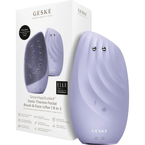 Чистящая щетка для лица GESKE Sonic Thermo Facial Brush&Face-Lifter 8в1 Purple (HB0090)