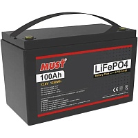 Аккумулятор Must LiFePO4 12V (12.8V/100Ah/1280Wh) (LP15-12100)