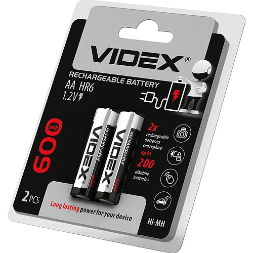 Акумулятор Videx HR6/AA 600mAh Ni-MH 2шт (HR6/600/2DB) - придбати в Дніпрі, Україні: ціна, характеристики | інтернет-магазин TOUCH