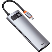 USB-хаб Baseus Metal Gleam Series 8-in-1 Multifunctional Type-C HUB Space Gray (CAHUB-CV0G) - придбати в Дніпрі, Україні: ціна, характеристики | інтернет-магазин TOUCH