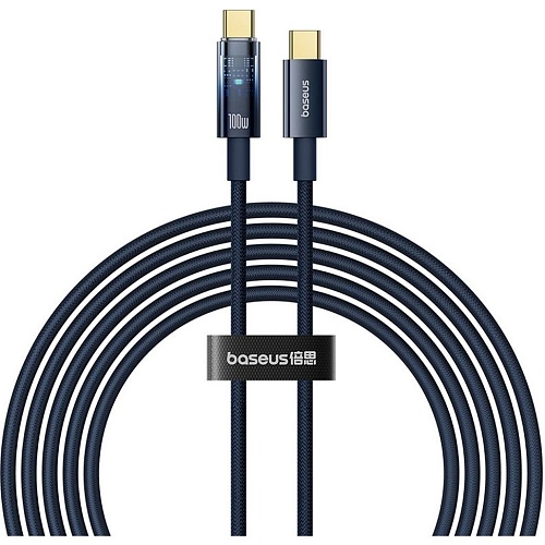 Кабель Baseus Explorer with Auto Shutdown USB-C to USB-C 100w 2m Deepsea Blue (P10319704321-01)