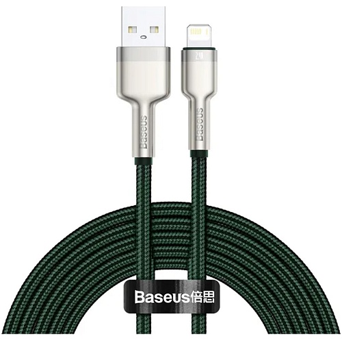 Кабель Baseus Cafule Metal Lightning to USB-А 2m Green (CALJK-B06) - придбати в Дніпрі, Україні: ціна, характеристики | інтернет-магазин TOUCH