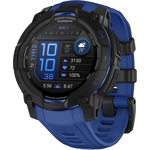 Смарт-часы Garmin Instinct 3 AMOLED 45mm Black with Blue Band (010-02936-03)