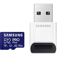 Карта памяти Samsung microSDXC PRO Plus 512GB Class 10 UHS-I U3 V30 A2 + USB Reader (MB-MD512SB/WW)