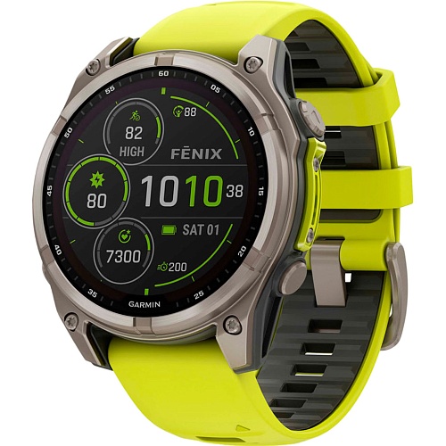 Смарт-часы Garmin Fenix 8 Solar Sapphire 47mm Titanium with Amp Yellow/Graphite Silicone Band (010-02906-21) 