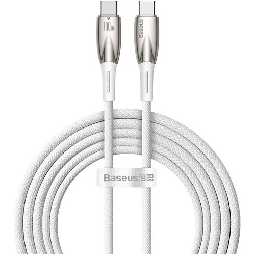 Кабель Baseus Glimmer Series Fast Charging USB-C to USB-C 100w 2m White (CADH000802)
