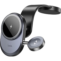 Автодержатель с беспроводной зарядкой Hoco HW28 Excelso 2-in-1 Black/Gray (630566)