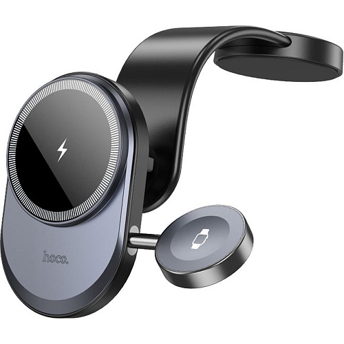 Автодержатель с беспроводной зарядкой Hoco HW28 Excelso 2-in-1 Black/Gray (630566)