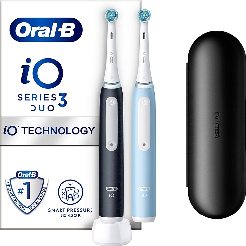 Електрична зубна щітка Oral-B IO Series 3 Duo Matte Black + Ice Blue - придбати в Дніпрі, Україні: ціна, характеристики | інтернет-магазин TOUCH