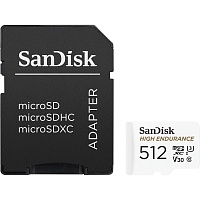 Карта памяти SanDisk microSDXC High Endurance 512GB UHS-I U3 V30 + SD Adapter (SDSQQNR-512G-GN6IA)