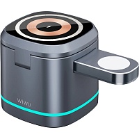 Беспроводное зарядное устройство WiWU Wi-W024 3in1 Rubik's Cube MagSafe Grey