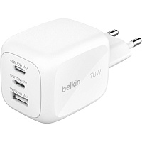 Сетевое зарядное устройствоBelkin BoostCharge Pro 3-Ports GaN Wall Charger 70W White (WCH018HQWH)