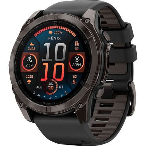 Смарт-часы Garmin Fenix 8 AMOLED Sapphire 51mm Carbon Gray DLC Titanium with Black/Pebble Gray Silicone Band (010-02905-20/21/63)