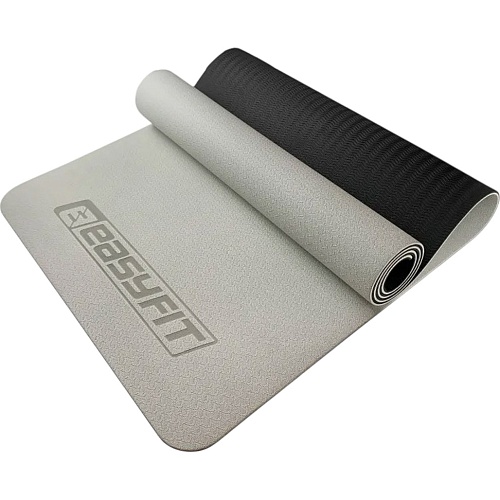 Коврик для йоги EasyFit TPE+TC 6mm Gray/Black (EF-1924-GYBK)