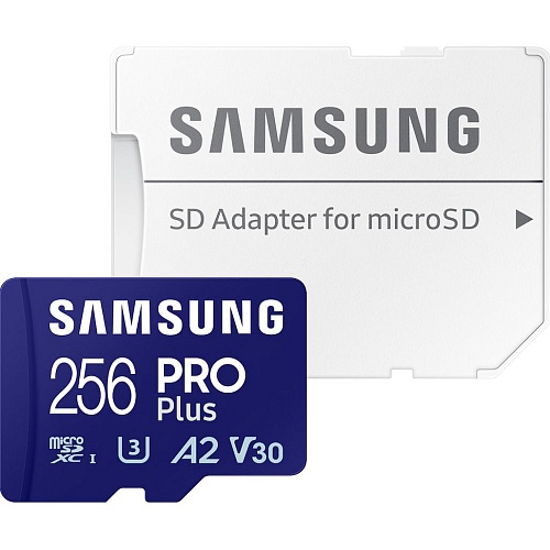 Карта памяти Samsung 256 GB microSDXC Class 10 UHS-I U3 V30 A2 PRO Plus + SD Adaper (MB-MD256SA/EU)