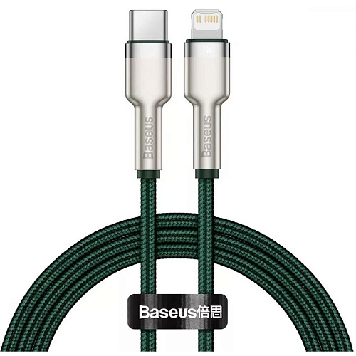 Кабель Baseus Cafule Metal USB-C to Lightning PD 20W 1m Green (CATLJK-A06)