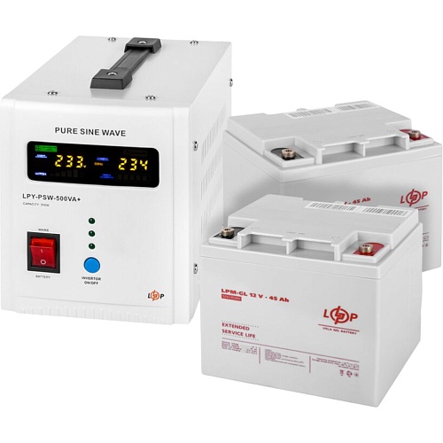 Источник бесперебойного питания (ИБП) LogicPower UPS 500VA + АКБ GL 45Ah (23183)