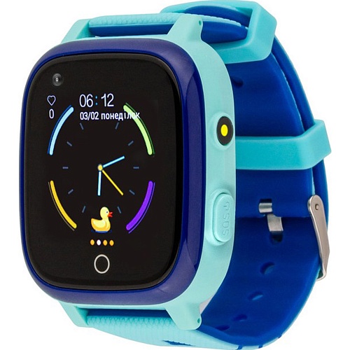 Детские водонепроницаемые смарт-часы AmiGo GO005 4G WIFI Thermometer Blue