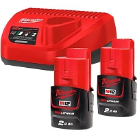 Акумулятори до електроінструменту + зарядний пристрій Milwaukee M12 NRG-202 (4933459209)
