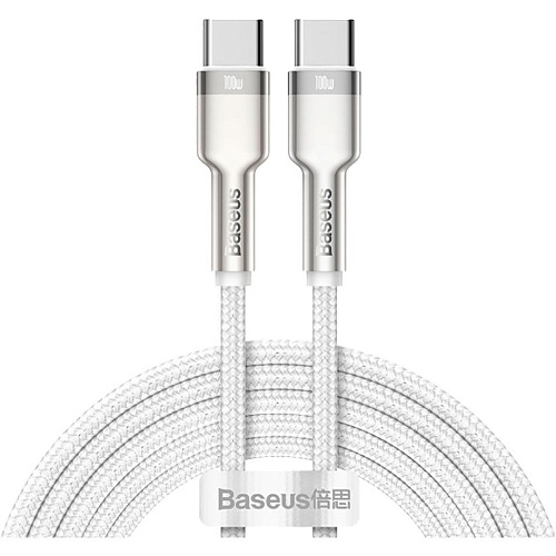 Кабель Baseus Cafule Metal USB-C to USB-C 100W 2m White (CATJK-D02)