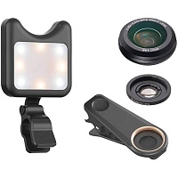 Ширококутний макрооб'єктив для телефону з підсвічуванням Apexel HD Mini Phone Lens Kit 0.6X Wide Angle Macro (APL-3663FL-B) - придбати в Дніпрі, Україні: ціна, характеристики | інтернет-магазин TOUCH