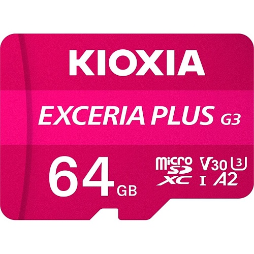 Карта памяти Kioxia microSDXC Exceria Plus G3 64GB Class 10 UHS-I U3 V30 (LMPL3M064GG2)
