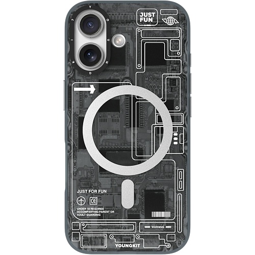 Чехол YoungKit Futuristic Circuit Board with Magnetic Ring для Apple iPhone 17 Black