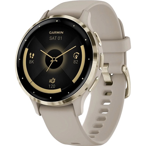 Смарт-часы Garmin Venu 3S Soft Gold Stainless Steel Bezel with French Gray Case and Silicone Band (010-02785-02/52)