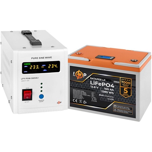 Джерело безперебійного живлення (ДБЖ) LogicPower LPY-PSW-500VA + LiFePO4 12.8V - 100Ah BMS 100A/50A LCD (24159) - придбати в Дніпрі, Україні: ціна, характеристики | інтернет-магазин TOUCH