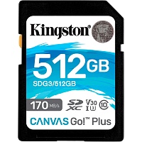 Карта памяти Kingston SDXC Canvas Go! Plus 512GB Class 10 UHS-I U3 V30 (SDG3/512GB)