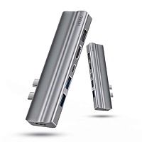 USB-хаб WiWU Adapter T9 для Apple MacBook PRO (Type-C / 2*USB 2.0 / 2*USB 3.0 / HDMI / Type-C PD / SD TF) Gray