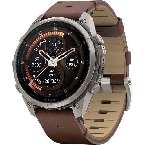 Смарт-часы Garmin Fenix 9 Pro inReach 47mm Titanium with Walnut Leather Band (010-04336-40/41)