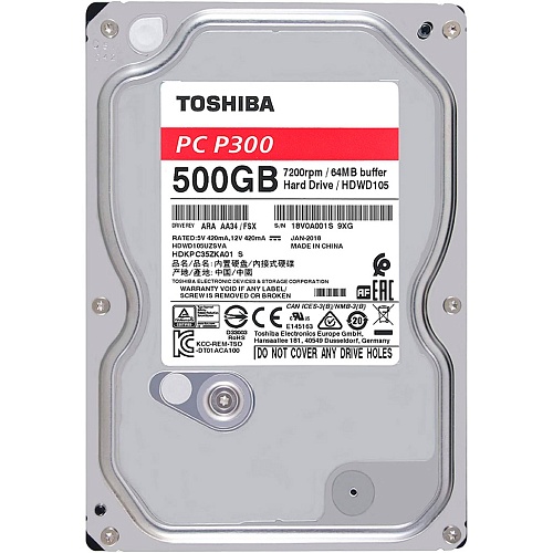 Жесткий диск 3.5" Toshiba P300 500GB SATA 64MB (HDWD105UZSVA)