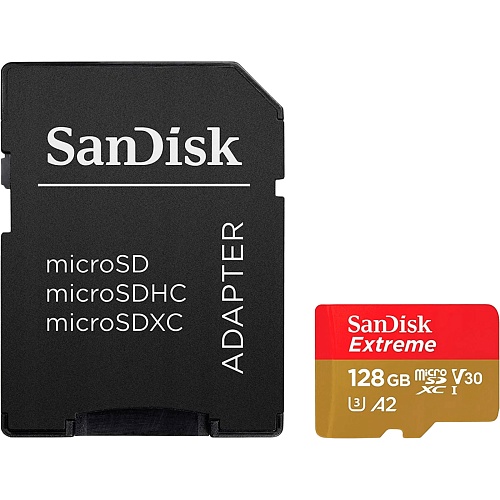 Карта памяти SanDisk microSDXC 128GB UHS-I Extreme Pro U3 V30 A2 + SD Adapter (SDSQXAA-128G-GN6AA)
