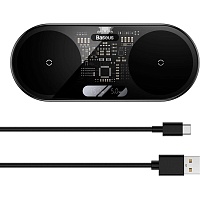 Бездротовий зарядний пристрій Baseus Digital LED Display 2in1 Wireless Charger 20W (WXSX010101) Black