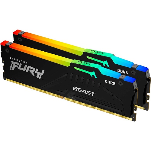 Модуль памяти DDR5 Kingston FURY Beast RGB 2x8GB 5200MHz Black (KF552C40BBAK2-16)