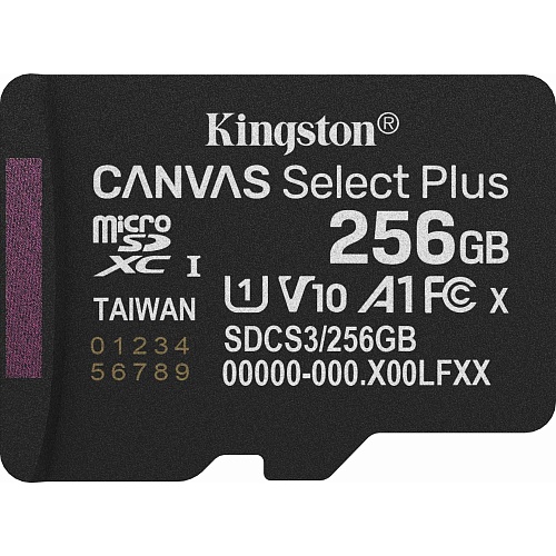 Карта памяти Kingston microSDXC Canvas Select Plus 256GB Class 10 UHS-I U1 V10 A1 (SDCS3/256GBSP)